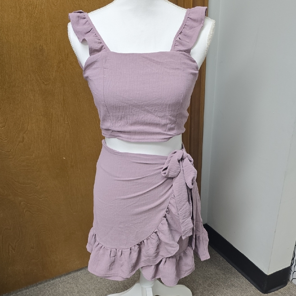 Pink Lily Mauve Ruffle Skirt Set